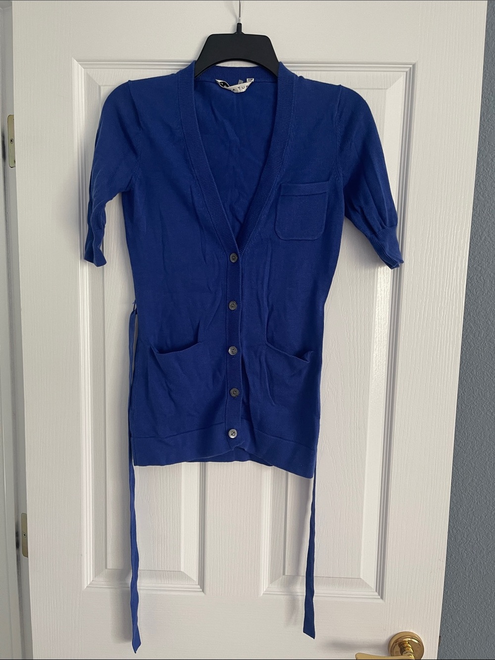 Trina Turk Cobalt Blue Short-Sleeve Button-Front Cardigan
